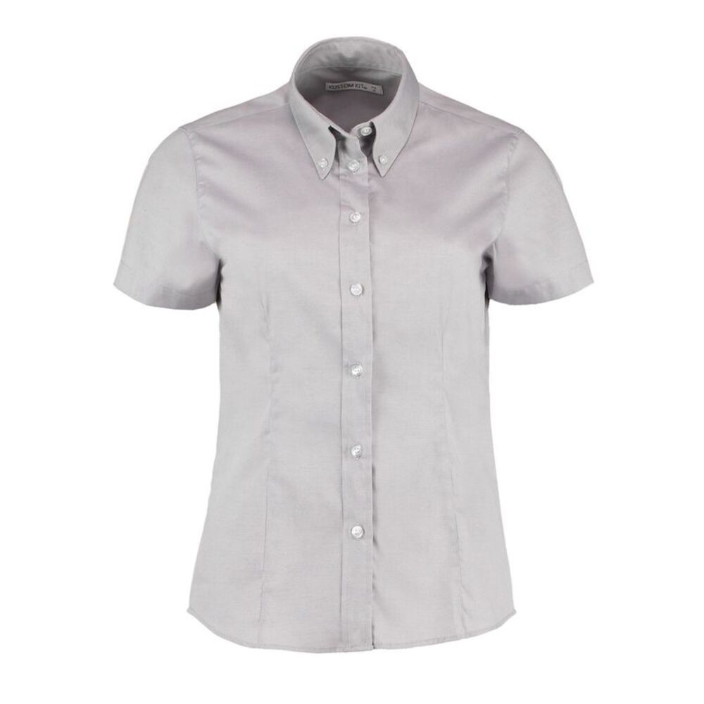 Kustom Kit Womens/Ladies  Oxford Tailored Short-Sleeved Shirt / Silver